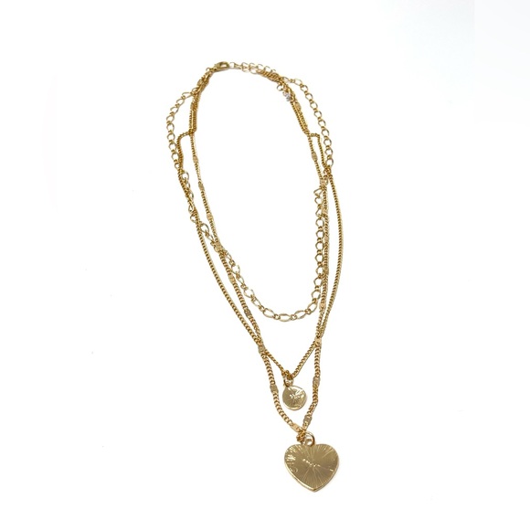 New Free People Layered Gold Heart Necklace - Picture 3 of 4